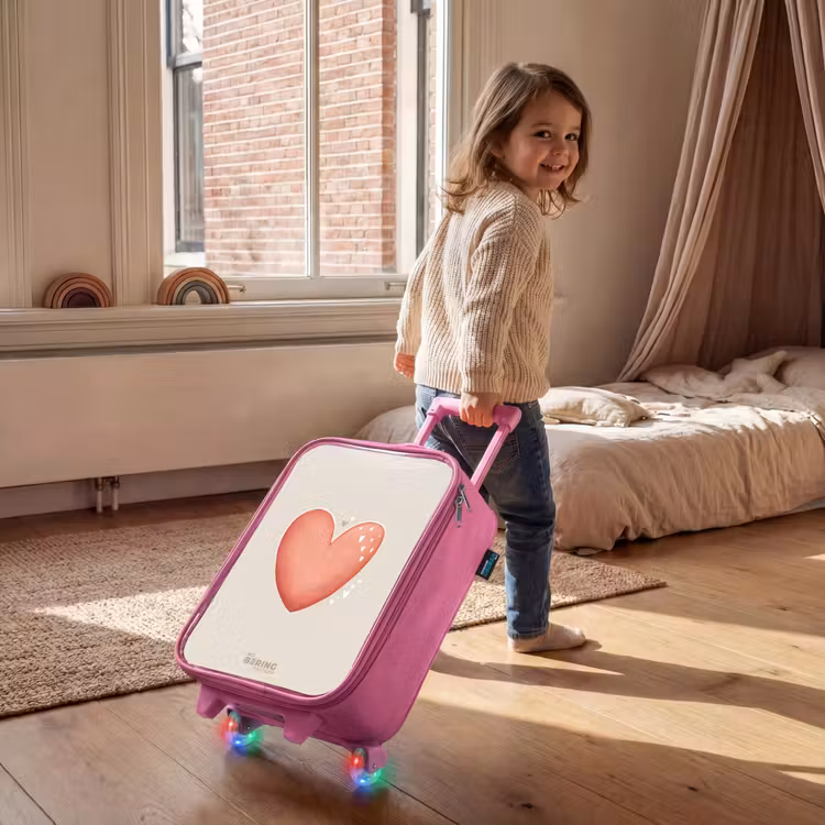 Kinderkoffer Rosa - Rotes Herz auf beigem Hintergrund — 3