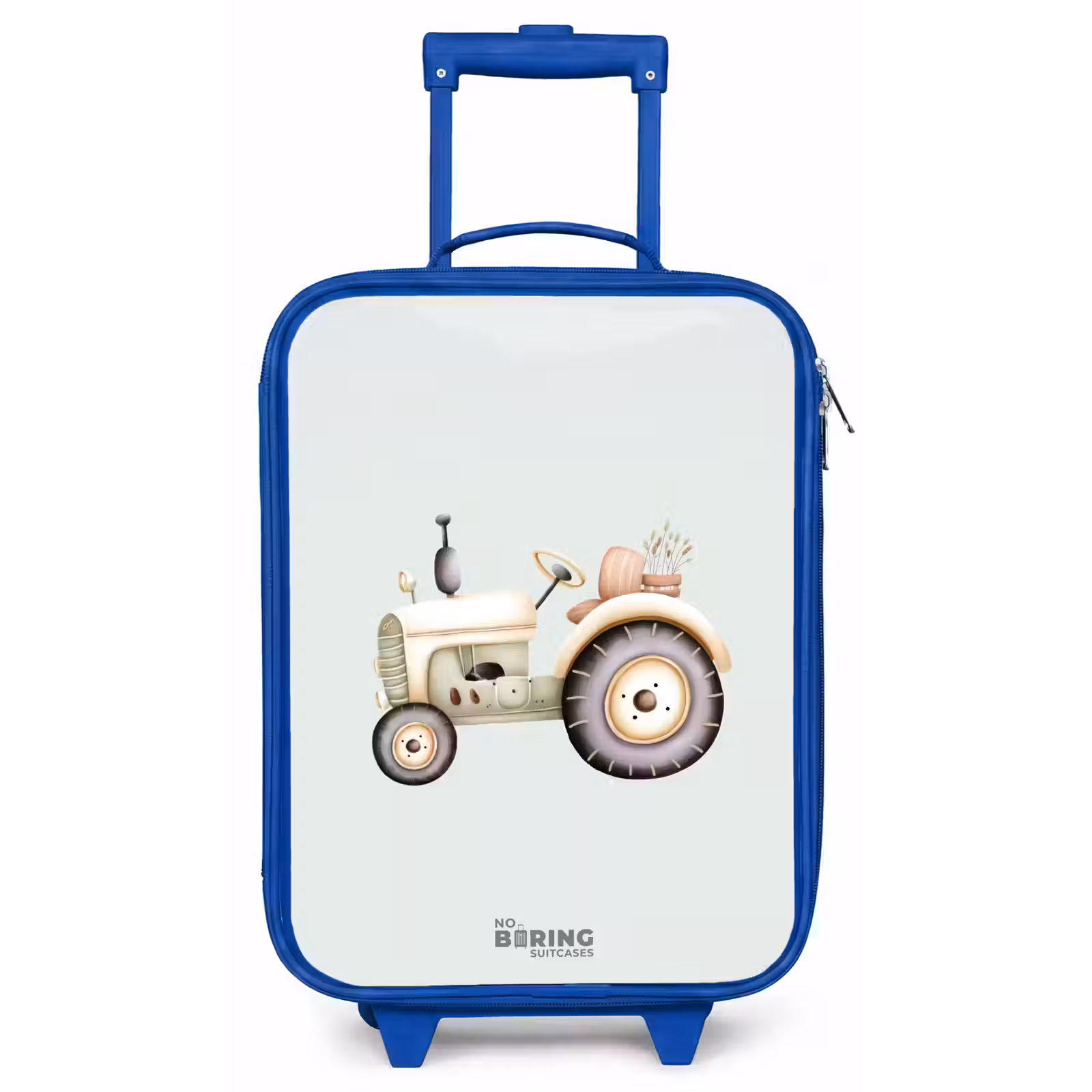 Kinderkoffer Blau - Beigefarbener Oldtimer-Traktor in Pastellgrün — 1