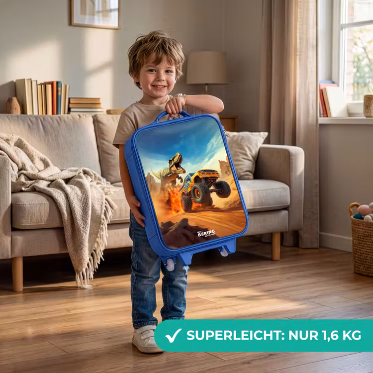 Kinderkoffer Blau - Flüchtender Lkw nach T-Rex in feuriger Wüste — 2