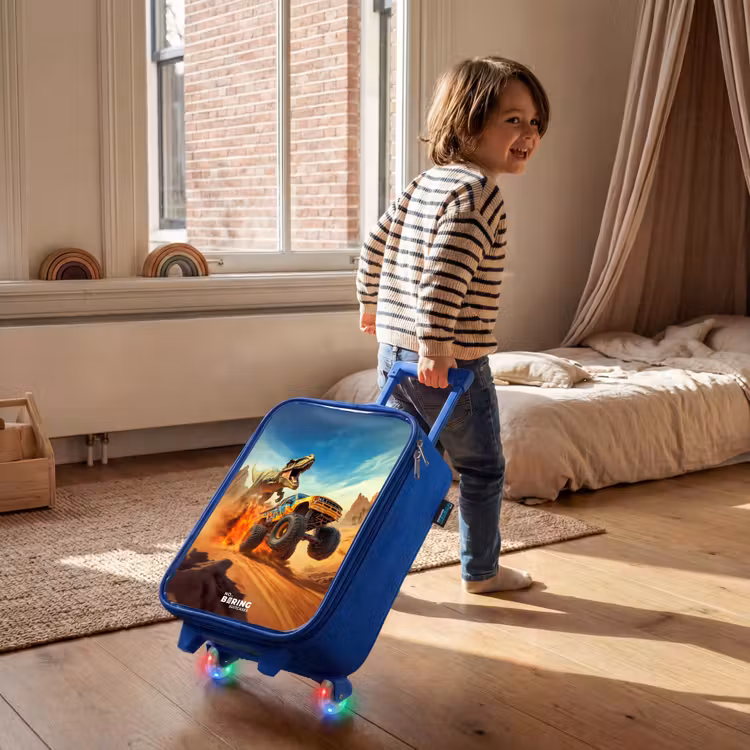 Kinderkoffer Blau - Flüchtender Lkw nach T-Rex in feuriger Wüste — 3