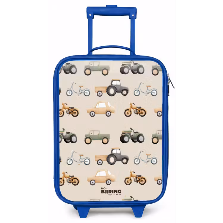 Kinderkoffer Blau - Retro-Fahrzeugmuster — 1