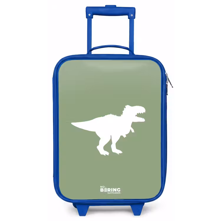 Kinderkoffer Blau - Grün mit T-Rex-Dino — 1