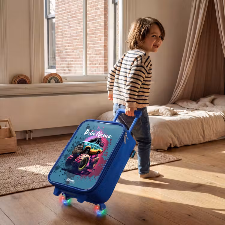 Kinderkoffer Blau - Monster-Räder — 3