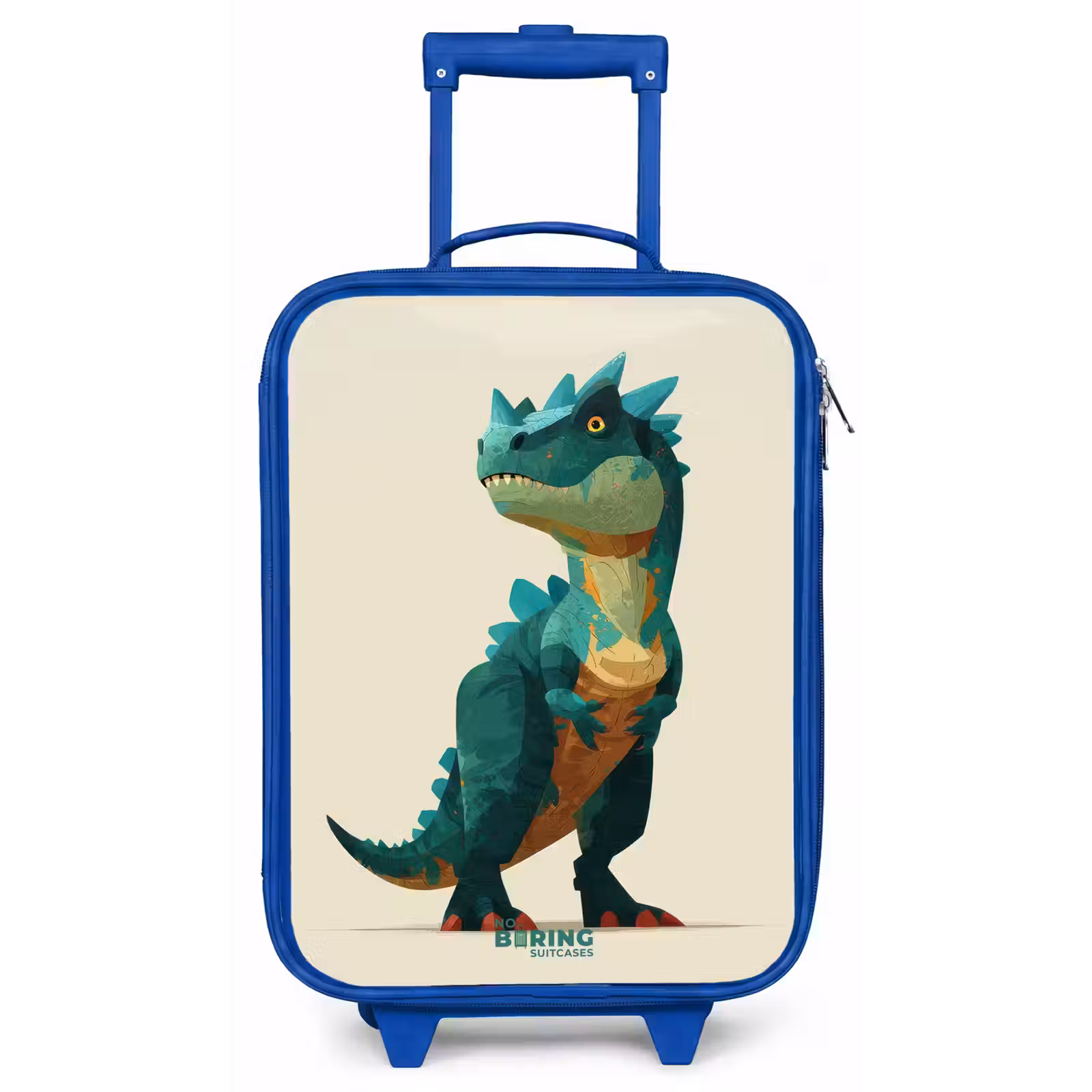 Kinderkoffer Blau - Gehörnter Dino mit scharfen Blicken — 1