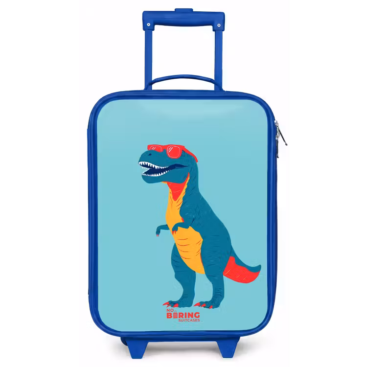 Kinderkoffer Blau - Cooler T. rex mit Sonnenbrille — 1