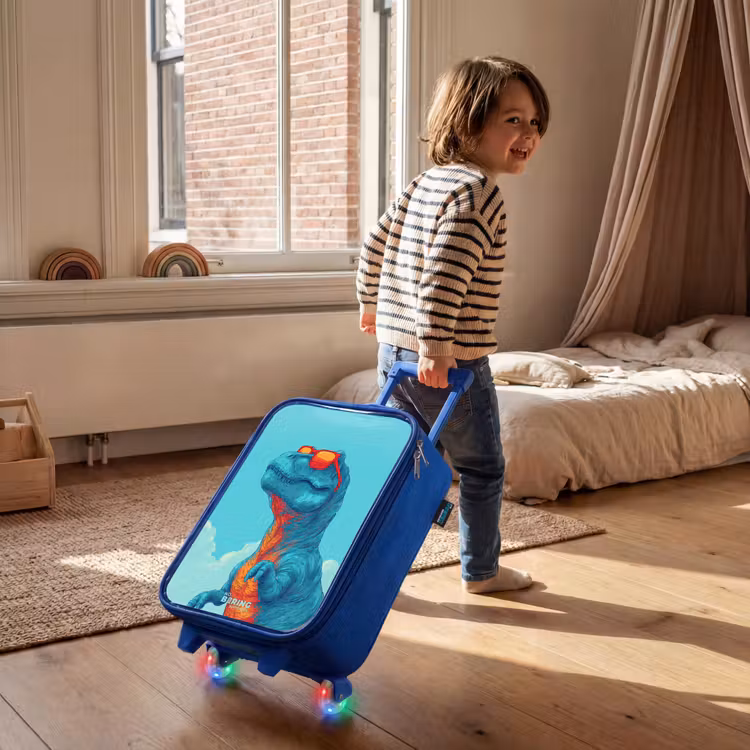 Kinderkoffer Blau - Dino mit Sonnenbrille — 3