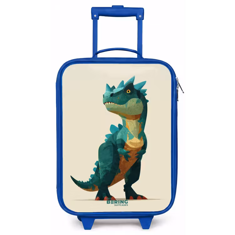 Kinderkoffer Blau - Gehörnter Dino mit scharfen Blicken — 1