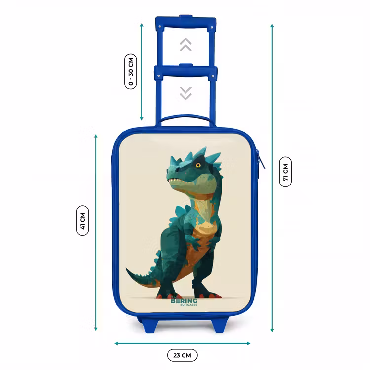 Kinderkoffer Blau - Gehörnter Dino mit scharfen Blicken — 6