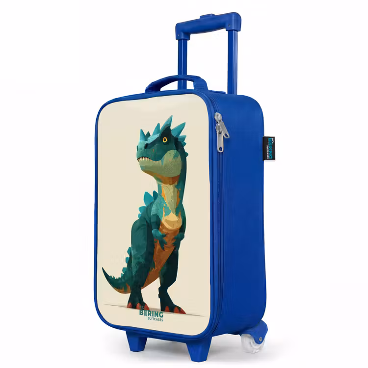 Kinderkoffer Blau - Gehörnter Dino mit scharfen Blicken — 7