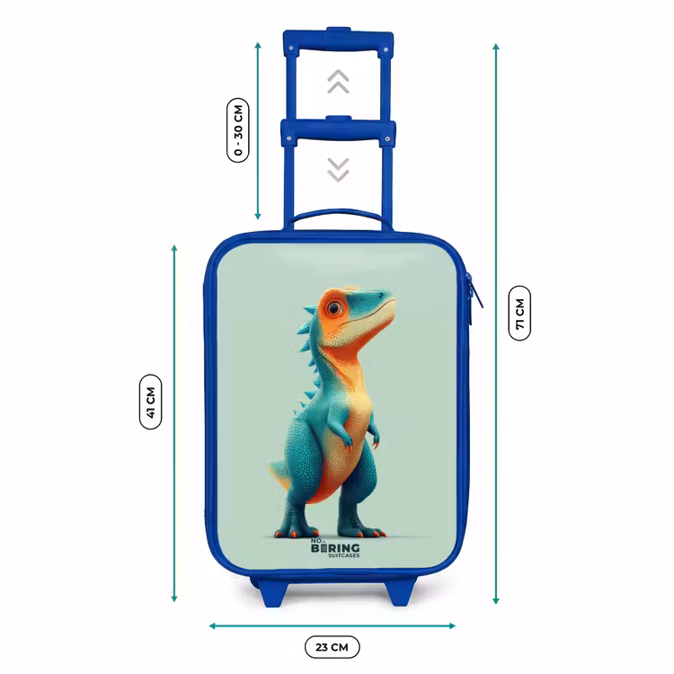 Kinderkoffer Blau - Robuster Dino mit großen Augen — 6