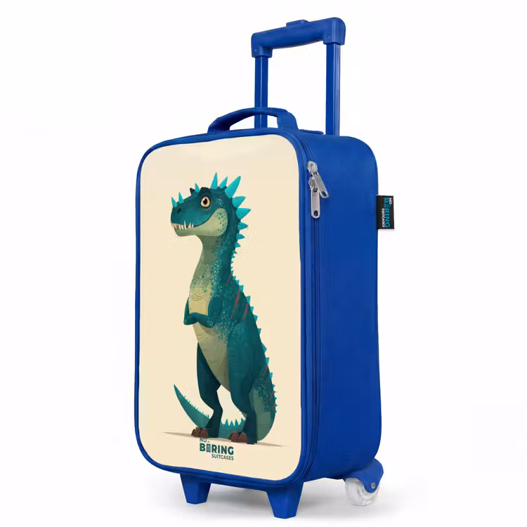 Kinderkoffer Blau - Stacheliger Dino mit freundlichem Blick — 7