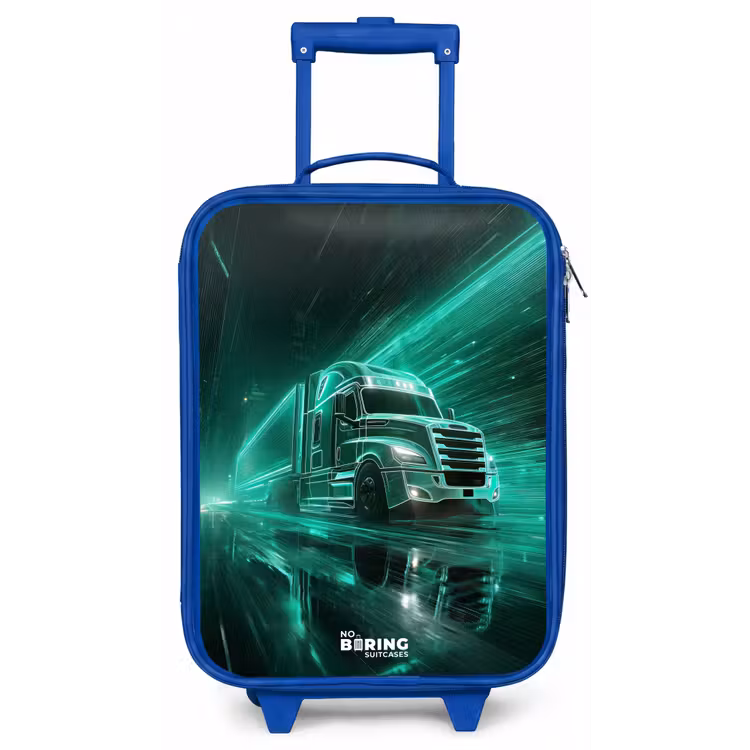Kinderkoffer Blau - Lkw - Neon - Grün - Stadt — 1