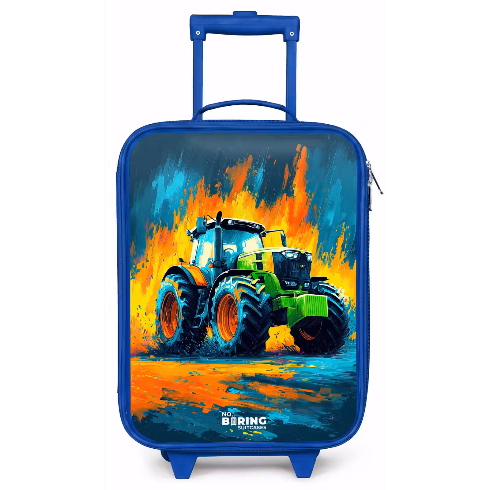 Kinderkoffer Blau - Traktor - Grün - Abstrakt - Pinselstriche — 1