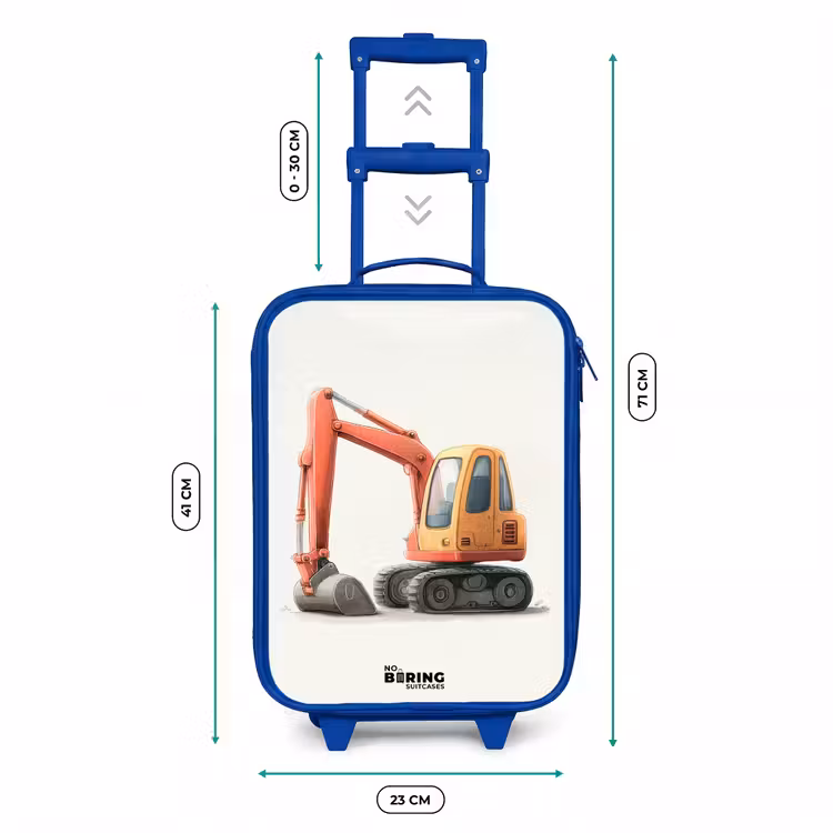 Kinderkoffer Blau - Bagger - Signiert - Orange — 6