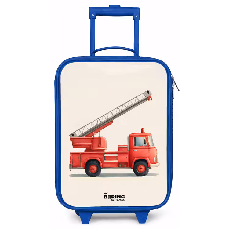 Kinderkoffer Blau - Feuerwehrauto - Signiert - Rot — 1