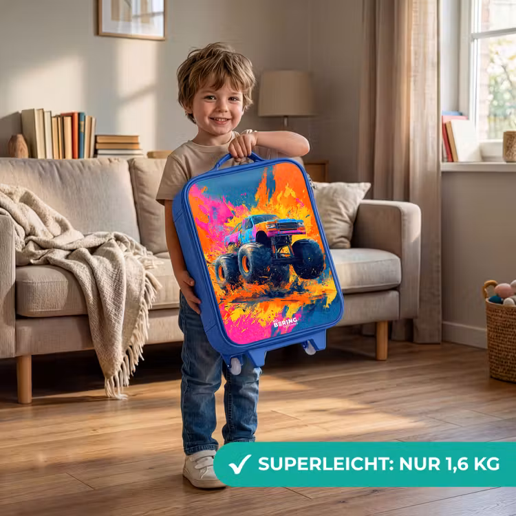 Kinderkoffer Blau - Monstertruck - Farbspritzer - Bunt - Explosion — 2