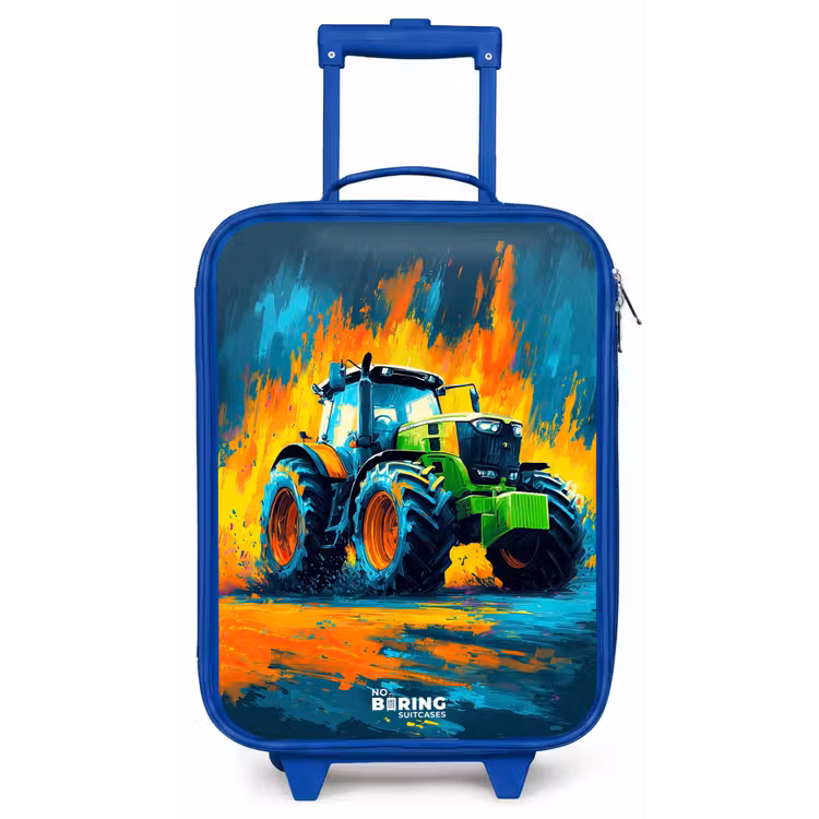 Kinderkoffer Blau - Traktor - Grün - Abstrakt - Pinselstriche — 1