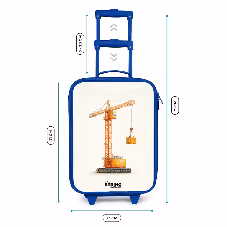 Kinderkoffer Blau - Turmkran - Signiert - Orange — 6