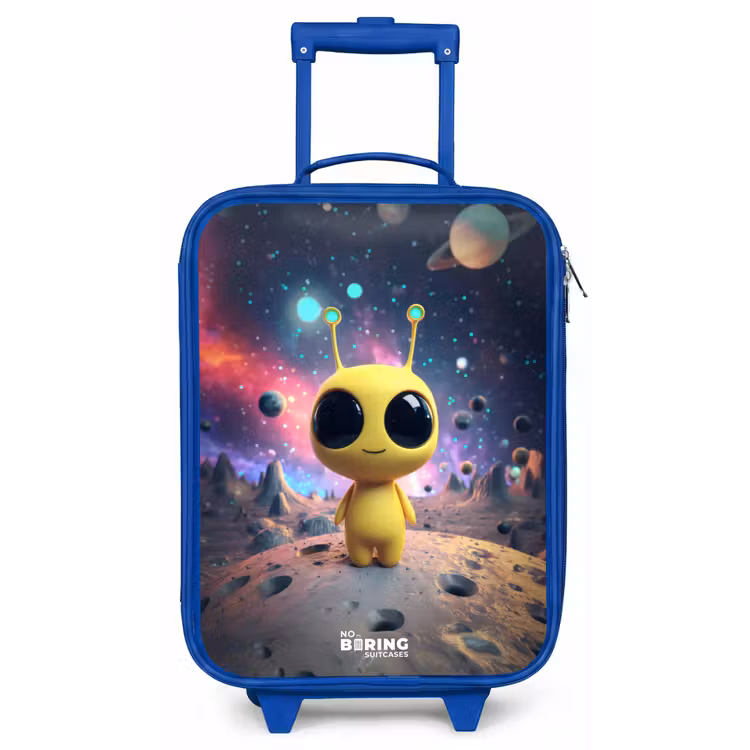 Kinderkoffer Blau - Fröhlicher kleiner Außerirdischer — 1