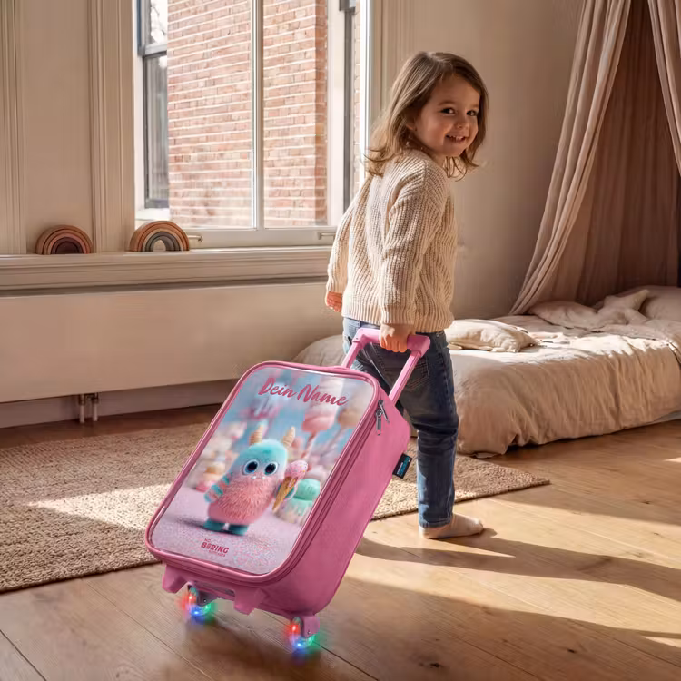 Kinderkoffer Rosa mit Name - Süßes Monster Süßigkeiten Abenteuer — 3