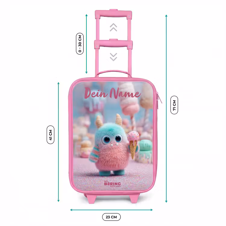 Kinderkoffer Rosa mit Name - Süßes Monster Süßigkeiten Abenteuer — 6