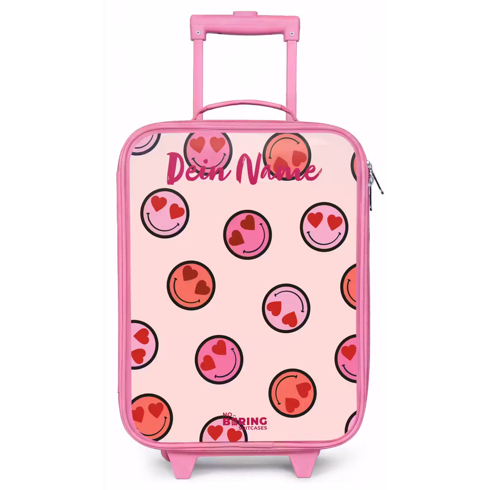 Kinderkoffer Rosa mit Name - Herz - Smiley - Muster — 1
