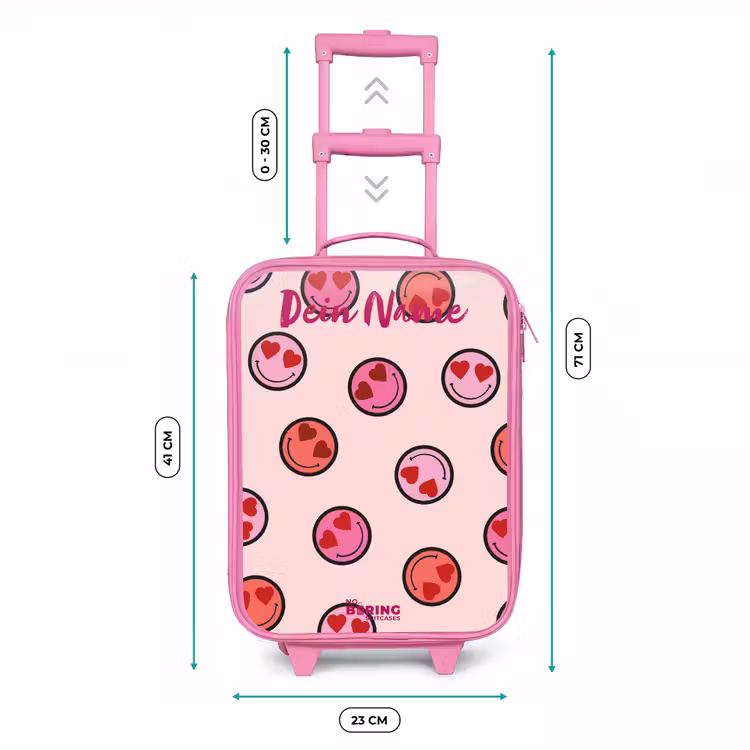 Kinderkoffer Rosa mit Name - Herz - Smiley - Muster — 6