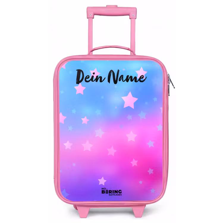 Kinderkoffer Rosa mit Name - Sterne - Rosa - Blau — 1