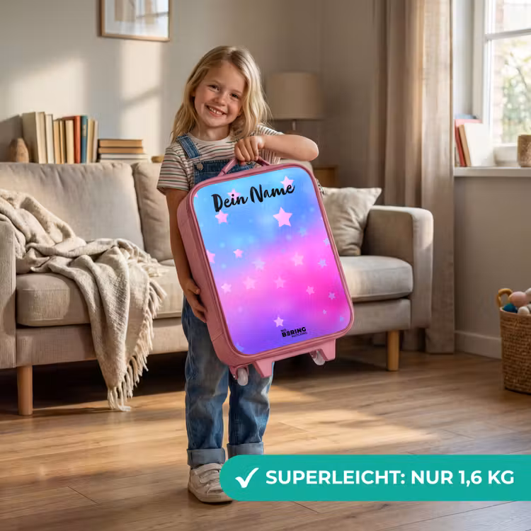 Kinderkoffer Rosa mit Name - Sterne - Rosa - Blau — 2