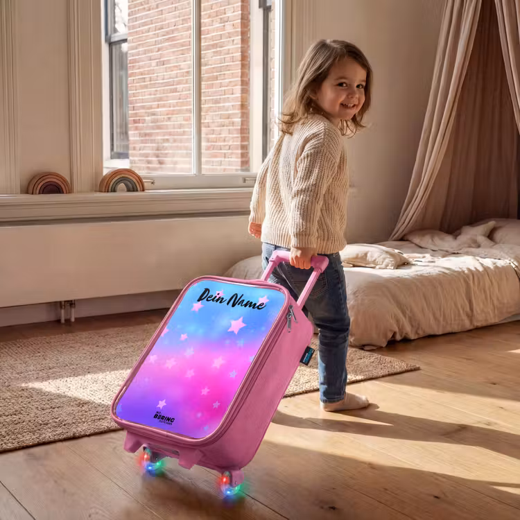 Kinderkoffer Rosa mit Name - Sterne - Rosa - Blau — 3