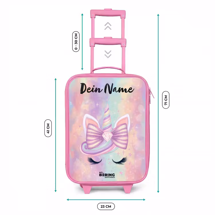 Kinderkoffer Rosa mit Name - Einhorn - Glitzer - Regenbogen - Pastell — 6