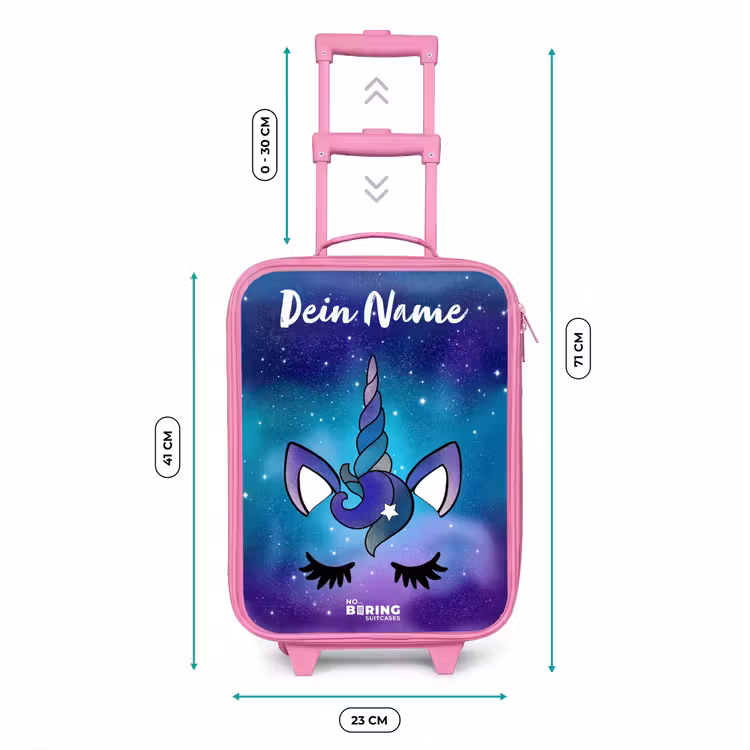 Kinderkoffer Rosa mit Name - Einhorn - Sternenhimmel - Blau — 6