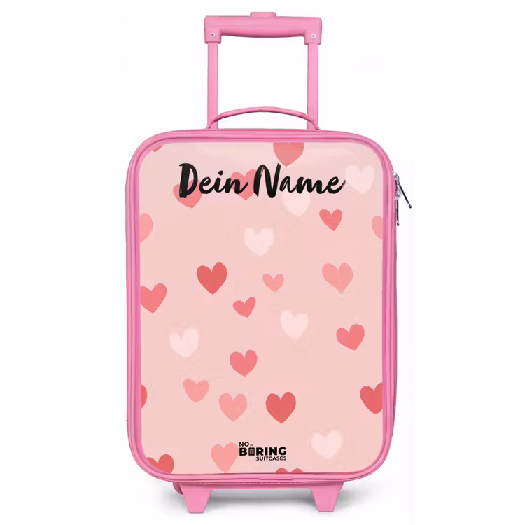 Kinderkoffer Rosa mit Name - Herzen - Muster - Rosa — 1