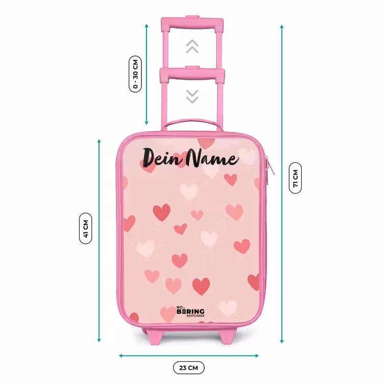Kinderkoffer Rosa mit Name - Herzen - Muster - Rosa — 6