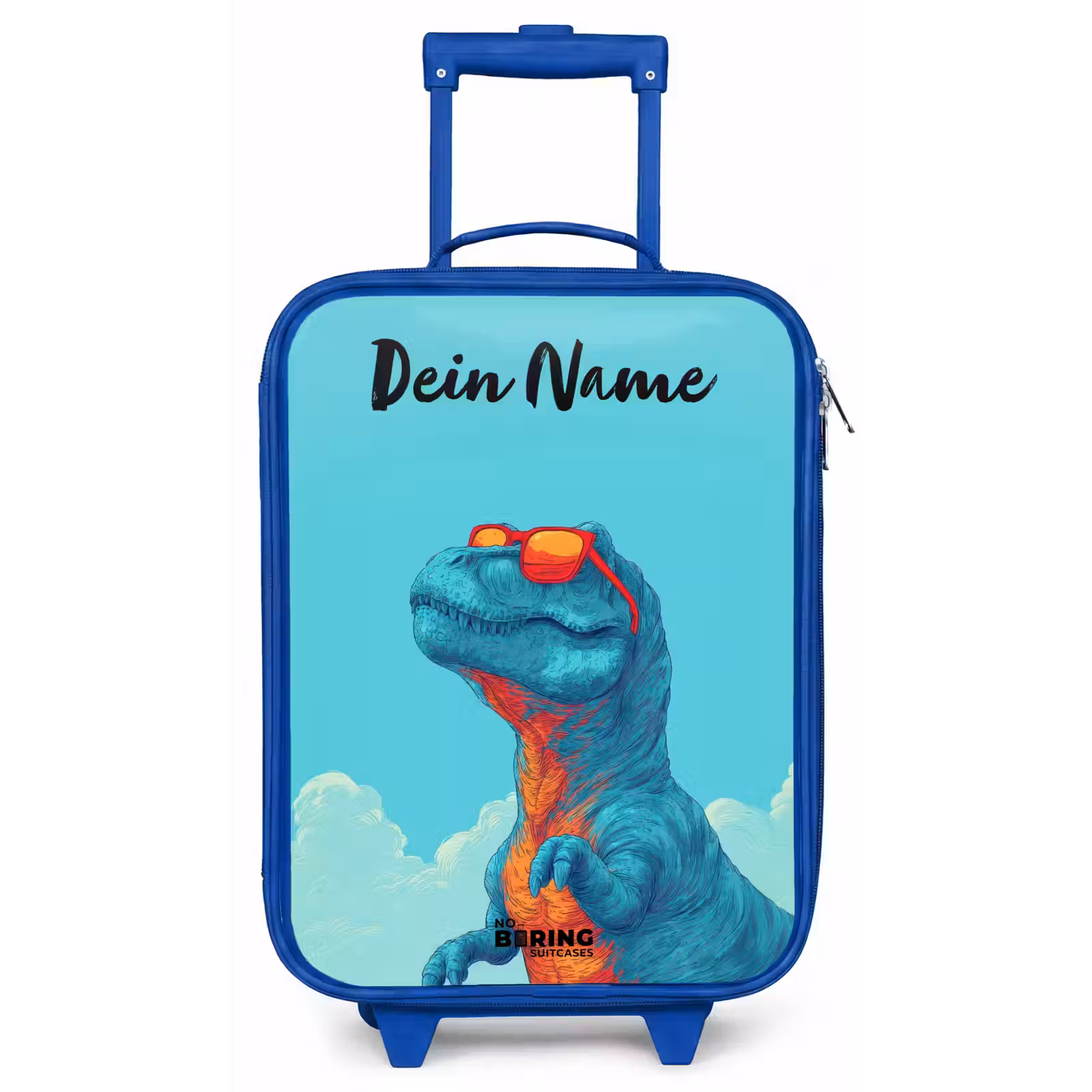 Kinderkoffer Blau mit Name - Dino - Sonnenbrille - Blau — 1