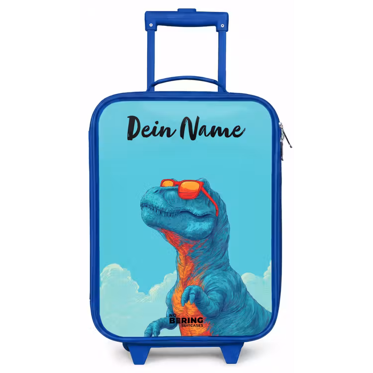 Kinderkoffer Blau mit Name - Dino - Sonnenbrille - Blau — 1
