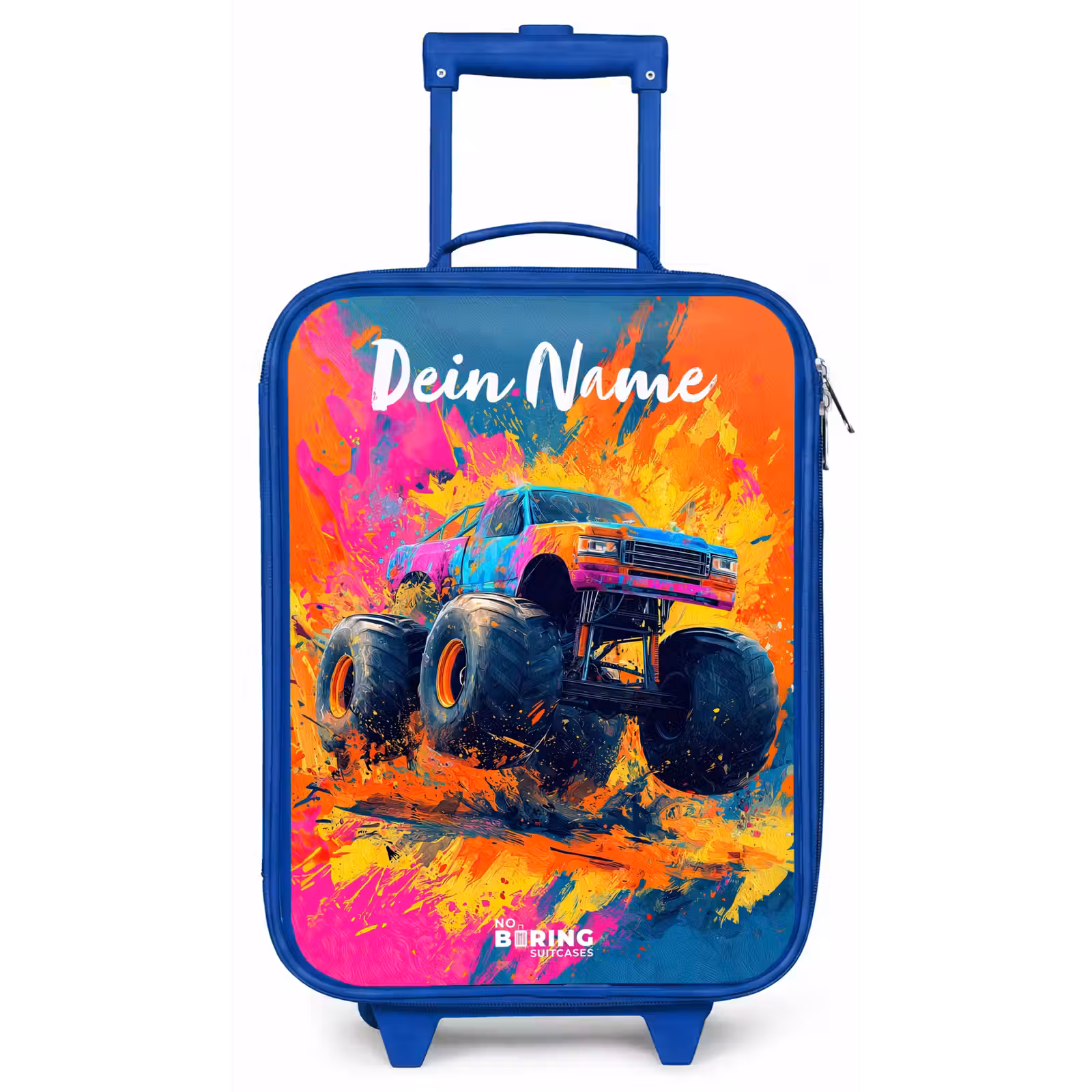 Kinderkoffer Blau mit Name - Monstertruck - Abstrakt - Farbspritzer - Farbenfroh — 1