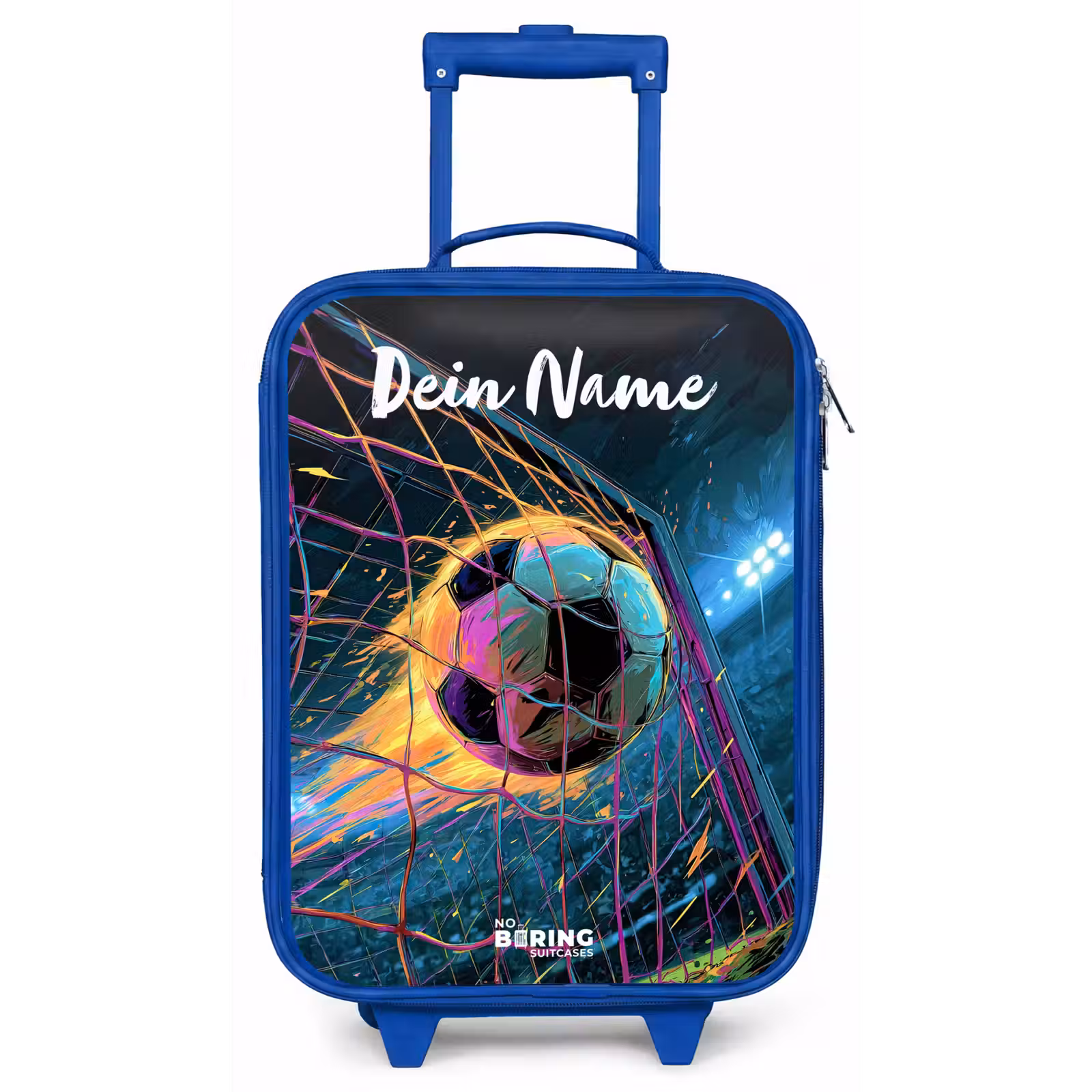Kinderkoffer Blau mit Name - Neon - Netz - Fußball - Farbenfroh — 1