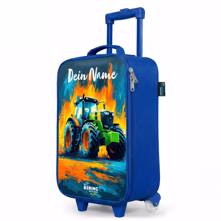 Kinderkoffer Blau mit Name - Abstrakt - Traktor - Grün — 7
