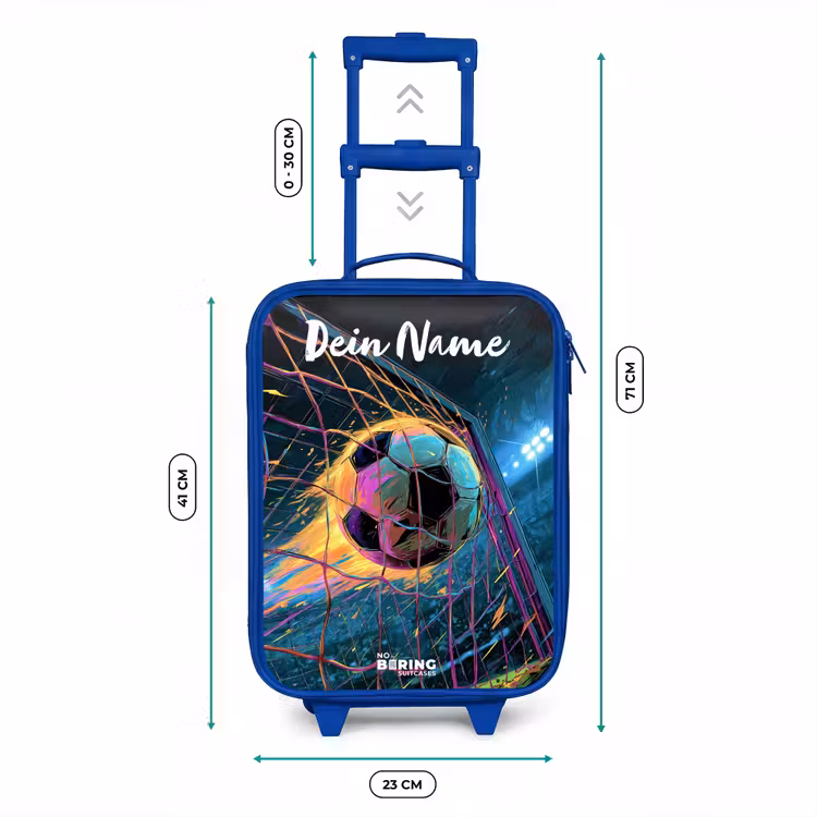 Kinderkoffer Blau mit Name - Neon - Netz - Fußball - Farbenfroh — 6