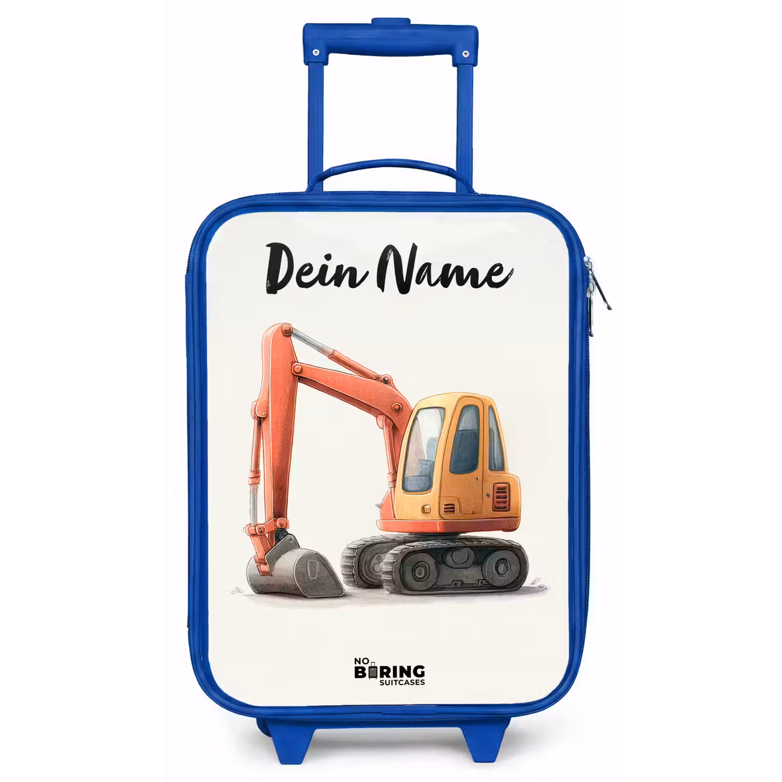 Kinderkoffer Blau mit Name - Bagger - Signiert - Orange — 1