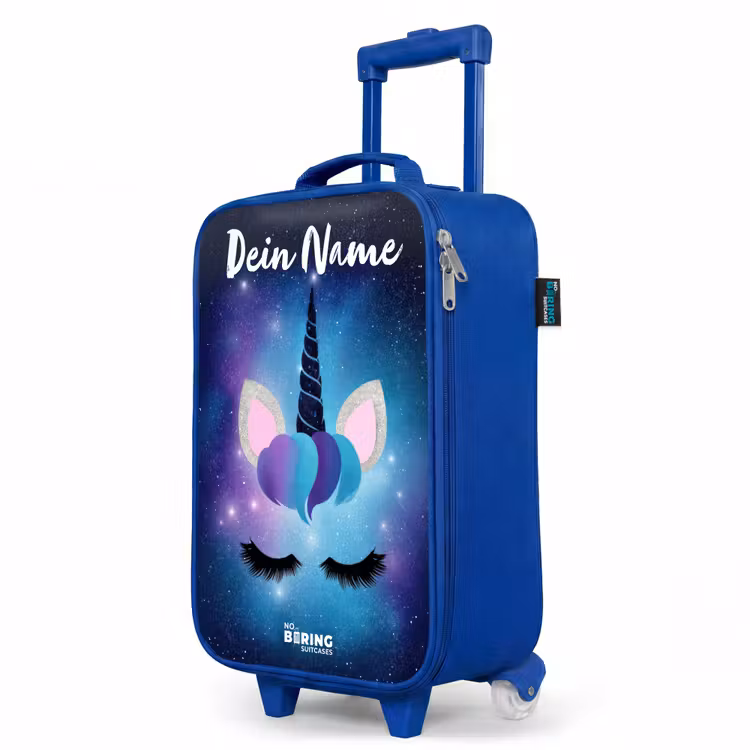 Kinderkoffer Blau mit Name - Einhorn - Sterne - Blau — 7