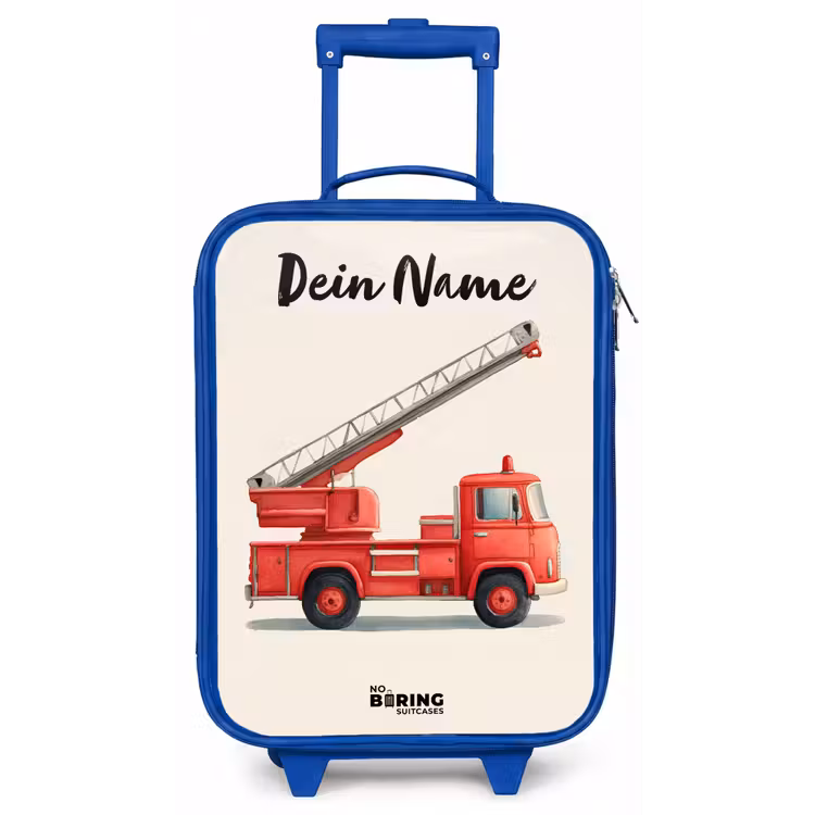 Kinderkoffer Blau mit Name - Feuerwehrauto - Signiert - Rot — 1