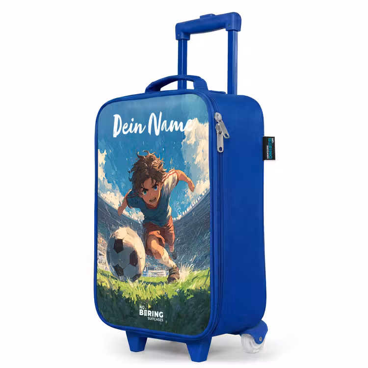 Kinderkoffer Blau mit Name - Fußball - Rasen - Stadion - Malerei — 7