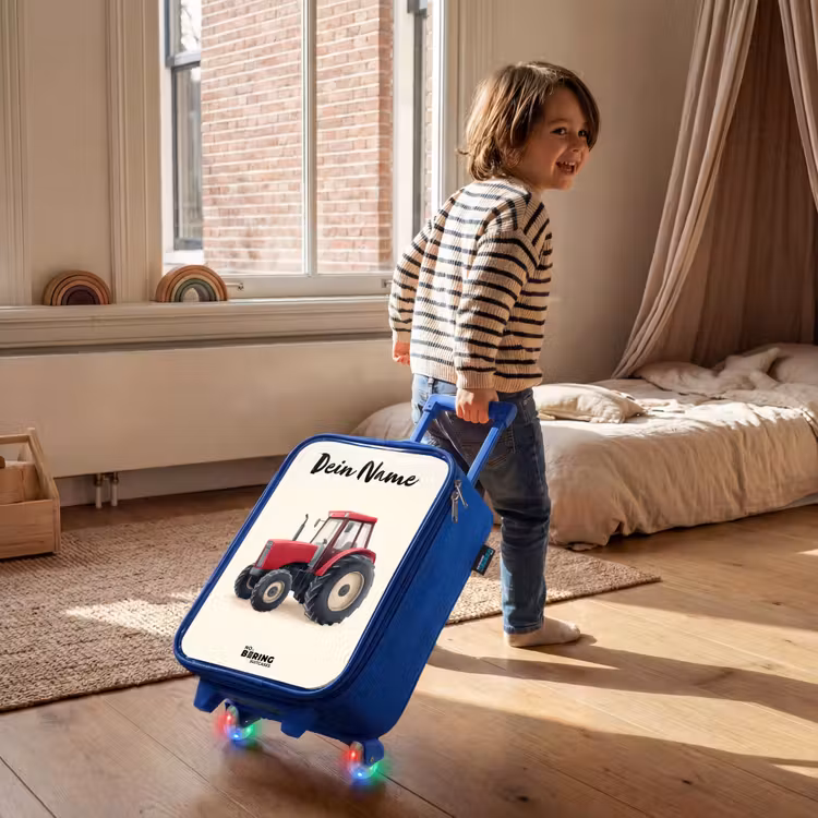 Kinderkoffer Blau mit Name - Traktor - Signiert - Rot — 3