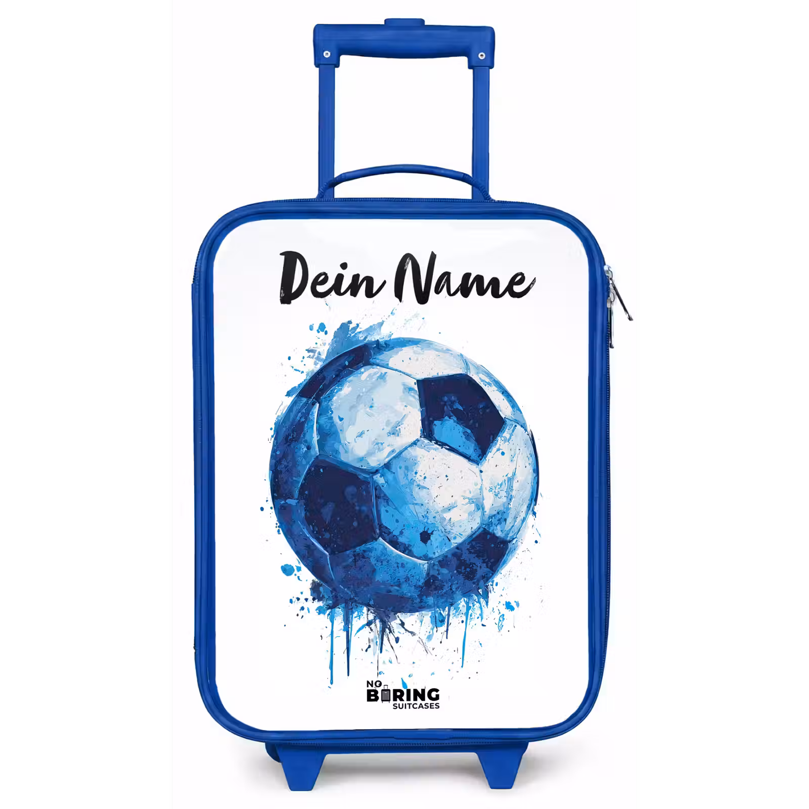 Kinderkoffer Blau mit Name - Fußball-Vibes - Tintenkleckse - Blau — 1