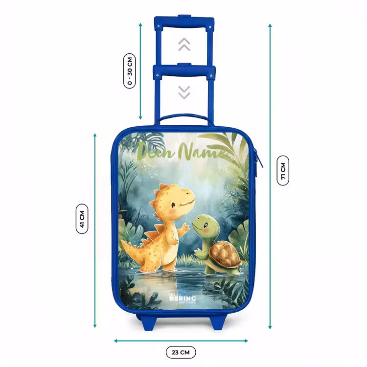 Kinderkoffer Blau mit Name - Dino - Schildkröte - Dschungel — 6