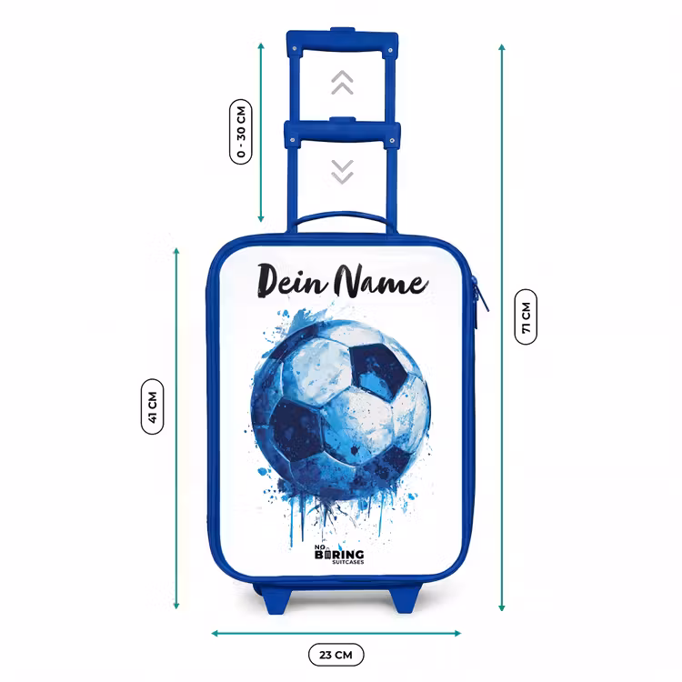Kinderkoffer Blau mit Name - Fußball-Vibes - Tintenkleckse - Blau — 6