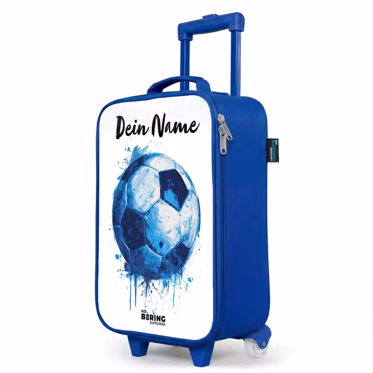 Kinderkoffer Blau mit Name - Fußball-Vibes - Tintenkleckse - Blau — 7