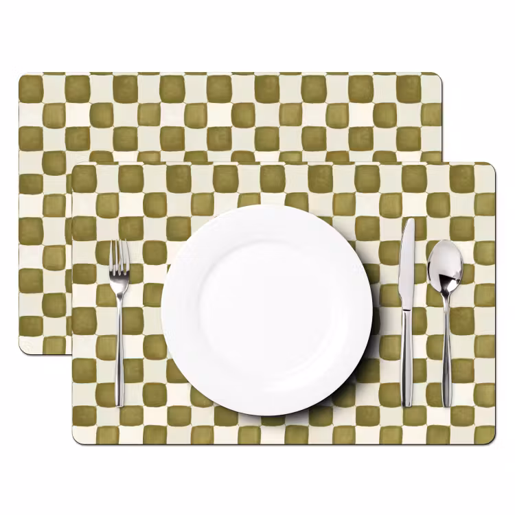 Tischset - 6 Stück - Schach - Muster - Grün — 2